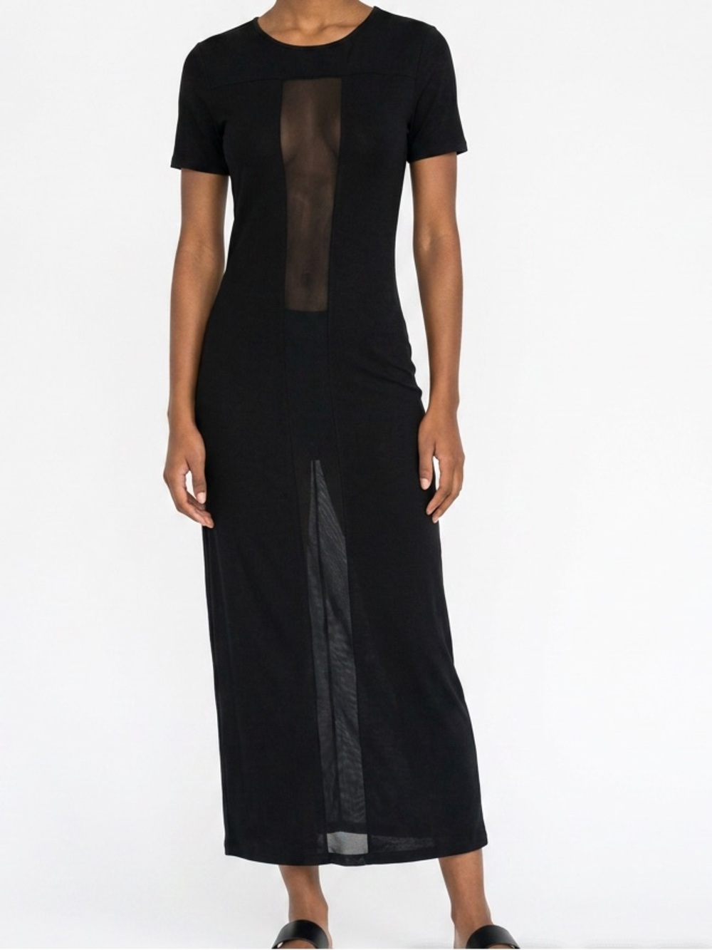zeagoo Black Maxi Dress with Sheer Center Panels